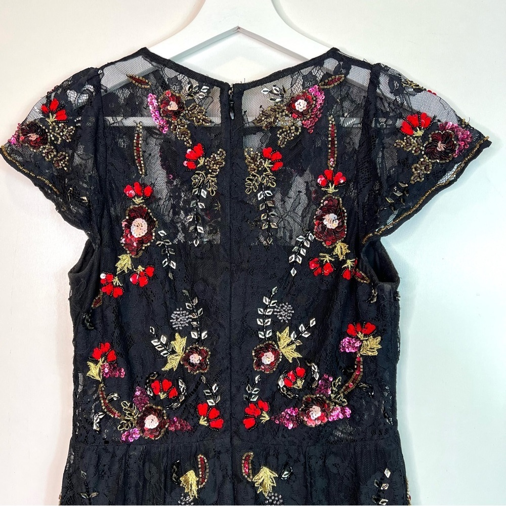 Parker NY Janina Sequin Lace Dress Black Size Small - Picture 13 of 14